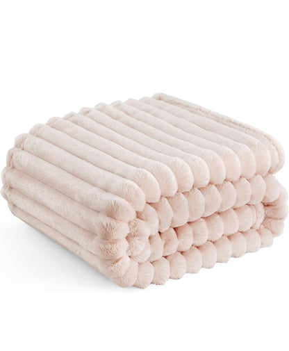 Perfect Plush Fleece White Throw Blanket